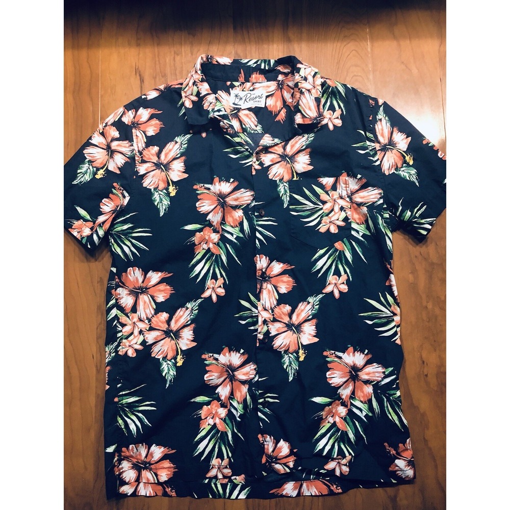 Aeropostale Resort Hawaiian Shirt Mens Medium Floral Tropical Camp Button Up